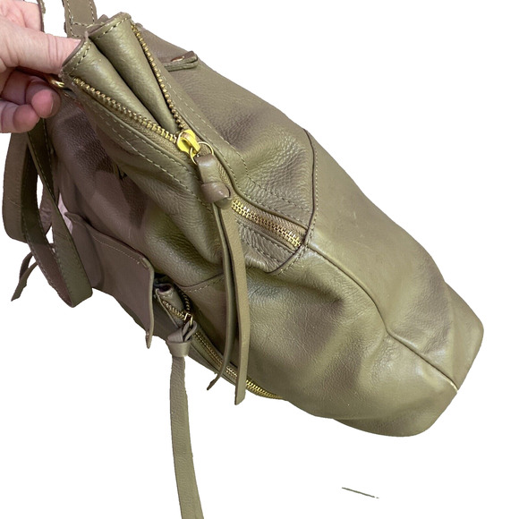 KOOBA Everette Large Leather Satchel Tote Bag Dark Beige Pockets Tassels Zippers - Picture 8 of 15